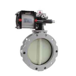 Pneumatyczny zawór motylkowy z cementem